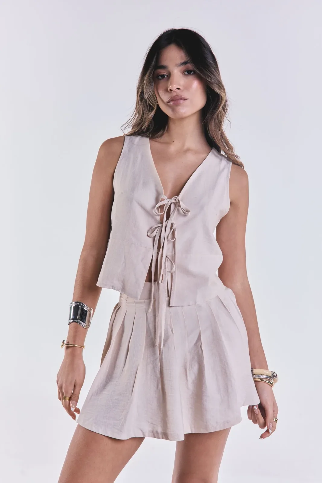 Short Pollera Luz Beige L26-3079B