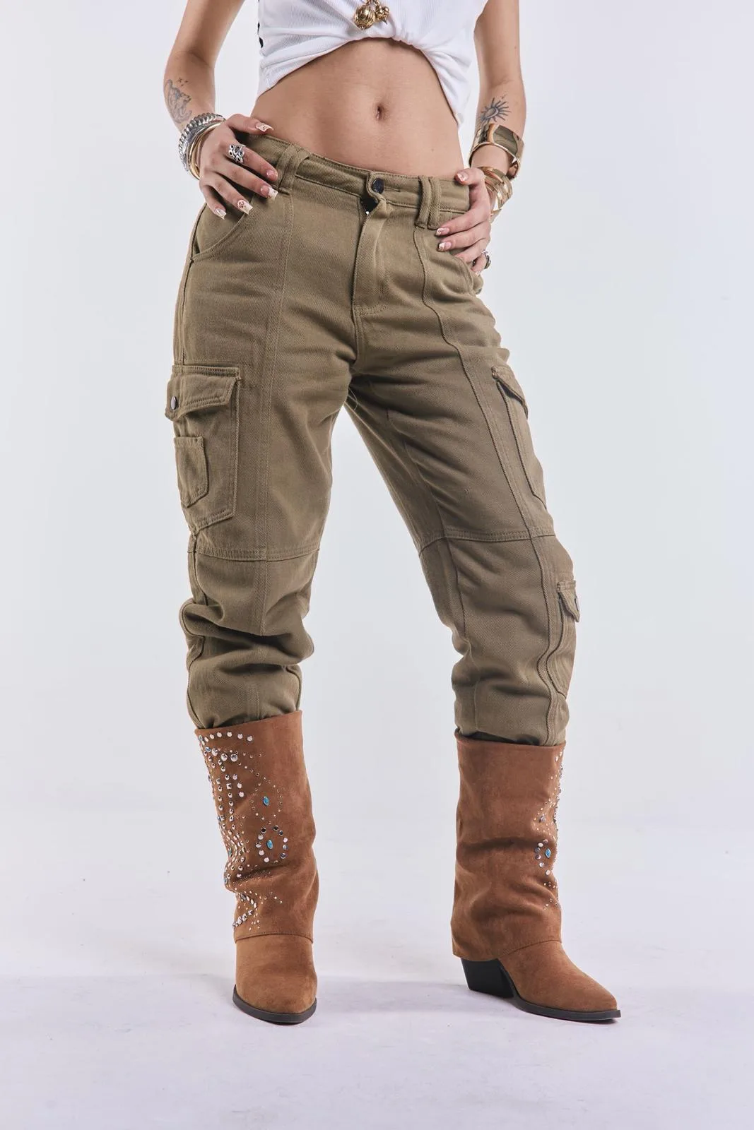 Denim Cargo Icaro Verde L26-3061A