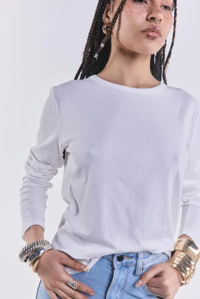 Remera Basica Manga Larga Blanco L26-3024