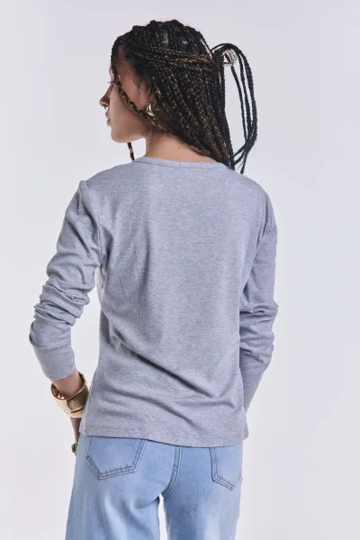 Remera Basica Manga Larga Gris L26-3024