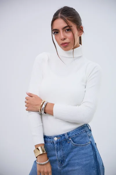 Polerita Cuello Latido Blanco L26-3365