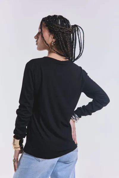 Remera Basica Manga Larga Negro L26-3024